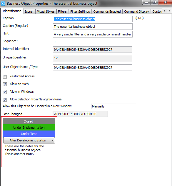 White - Notes can be added or edited from the objects property sheet